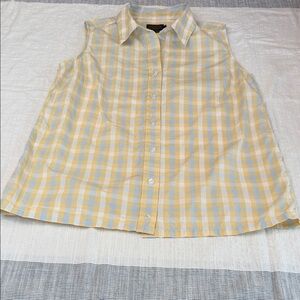 Pendleton Sleeveless Button-Front Check Blouse - Yellow & White size large